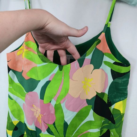 NWOT Eliane Rose Womens Tropical Summer Print Tunic Tank SZ S Side Slits Lined - Picture 4 of 16